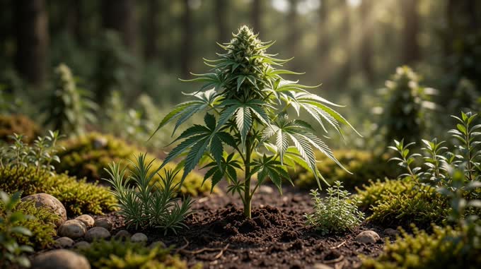 Cannabis Pflanze Erde